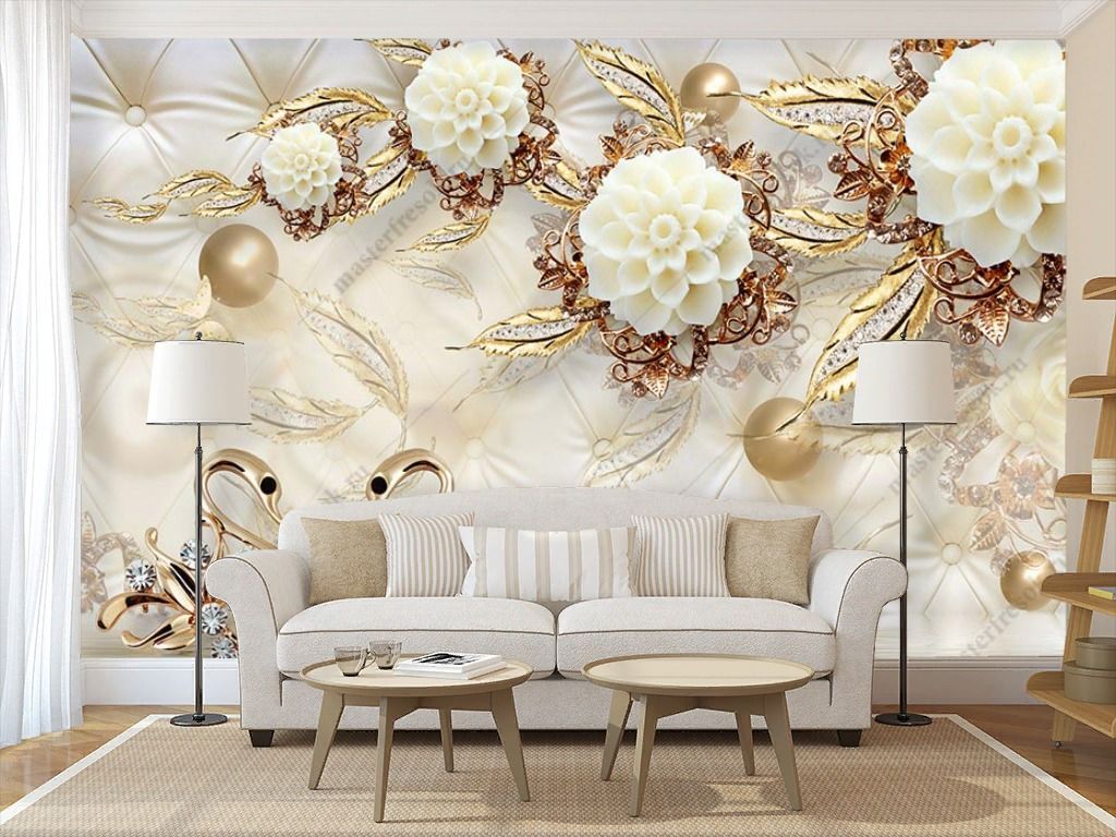 Фотообои 3д Цветы золотые  10-897