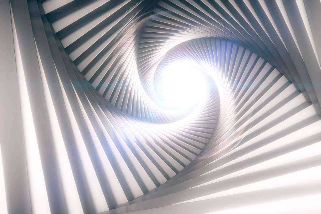 Фотообои в интерьере 3д воронка серого оттенка  10-550 фото