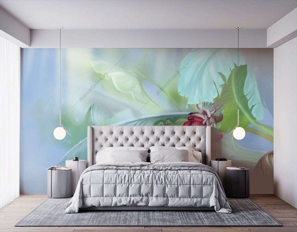 Фотообои в интерьере лист пальмы 3д  13-379 фото