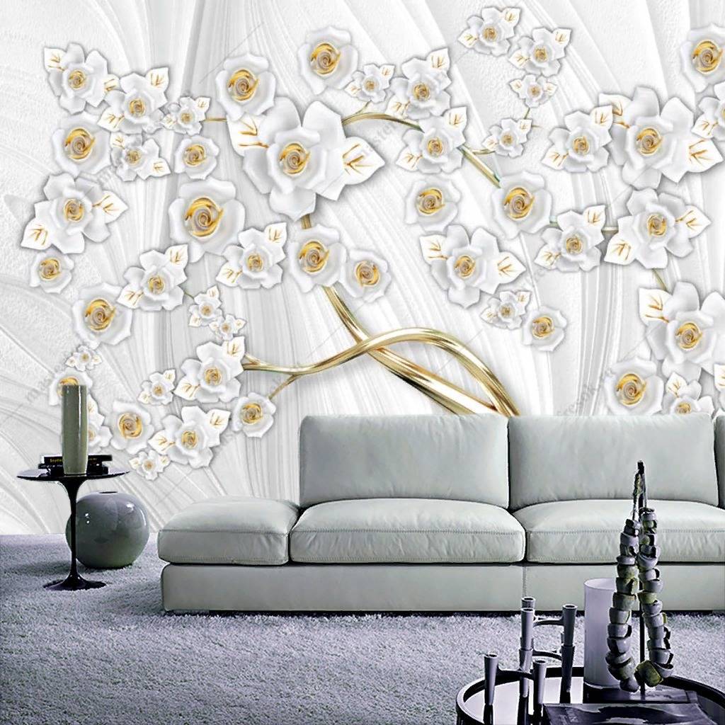 Фотообои 3д Золотое дерево на белом фоне  10-853