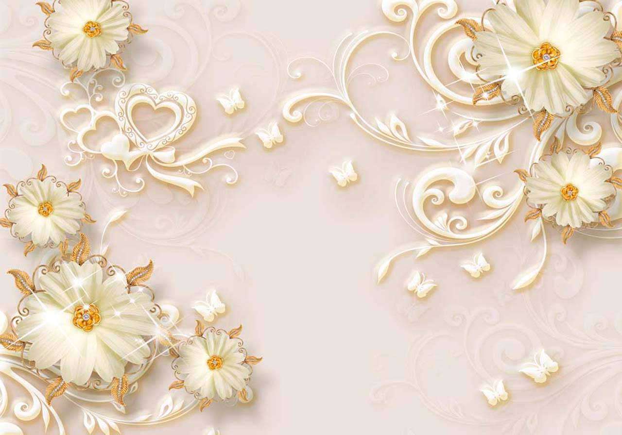 Фотообои в интерьере 3д ромашки с виньетками  10-492 фото