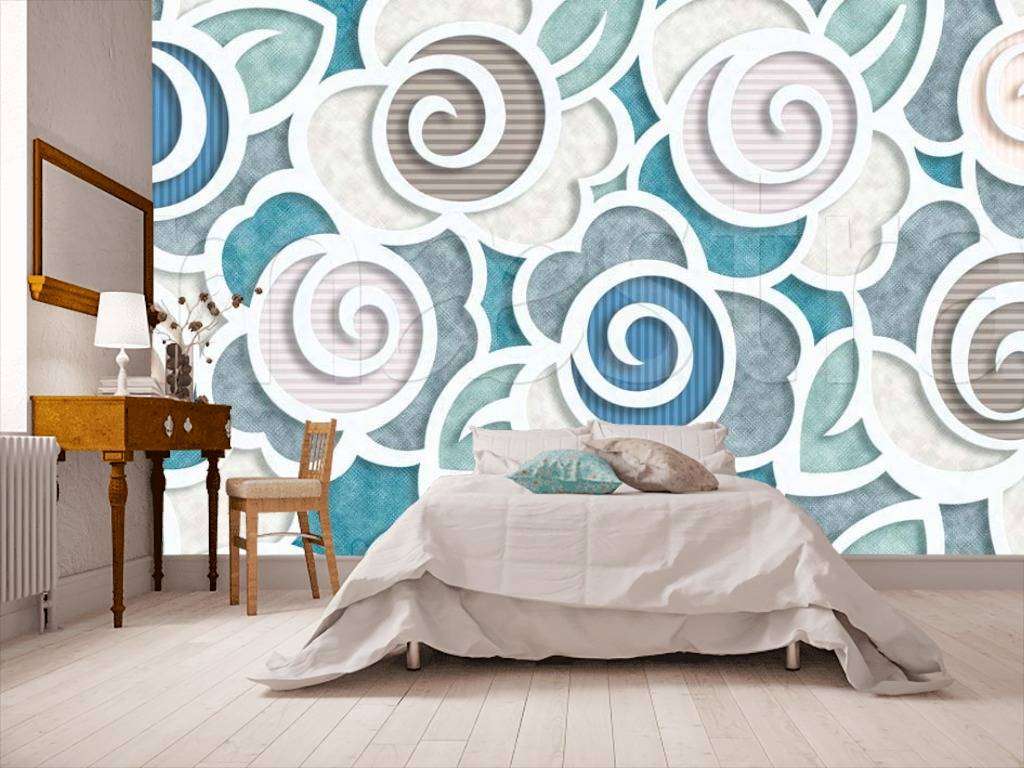 Фотообои орнамент из 3д цветов  10-473