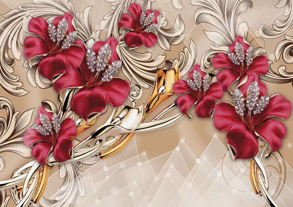 Фотообои в интерьере золотые маки  9-1603 фото