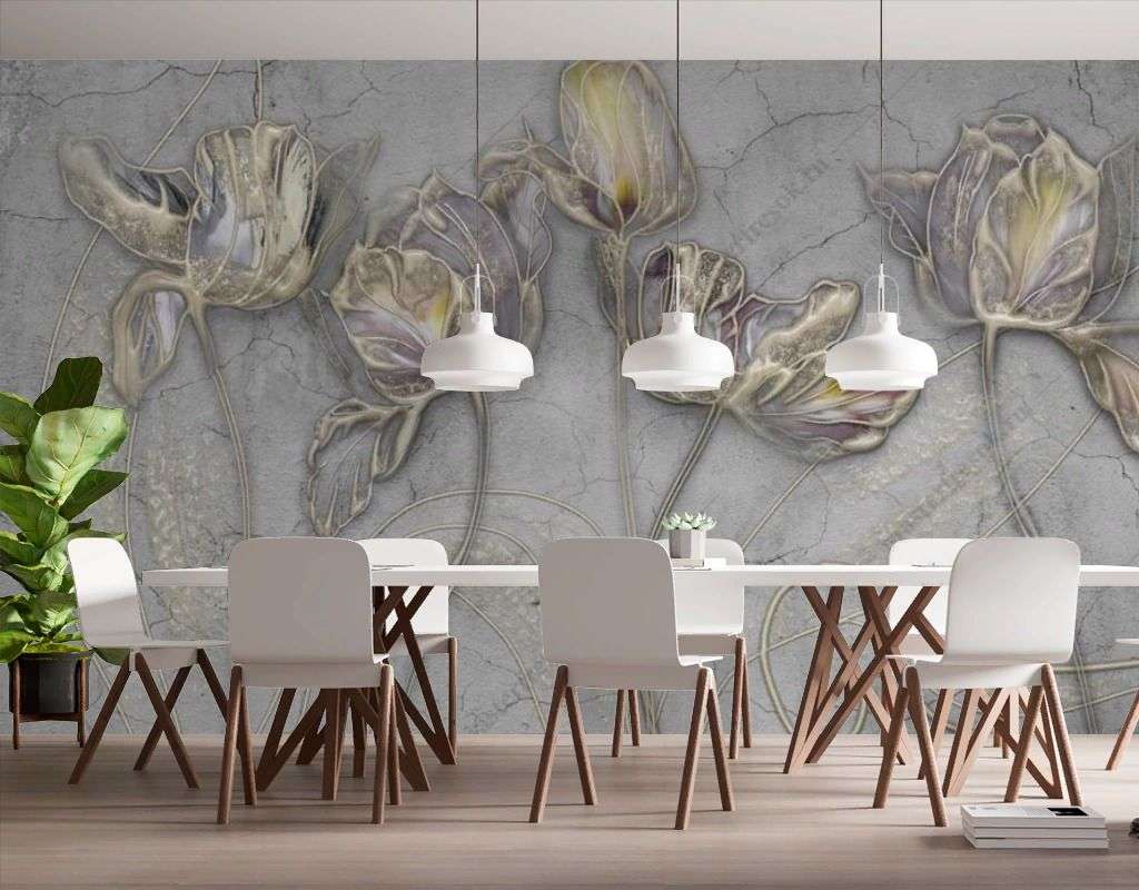 Фотообои в интерьере маки барельеф  13-566 фото