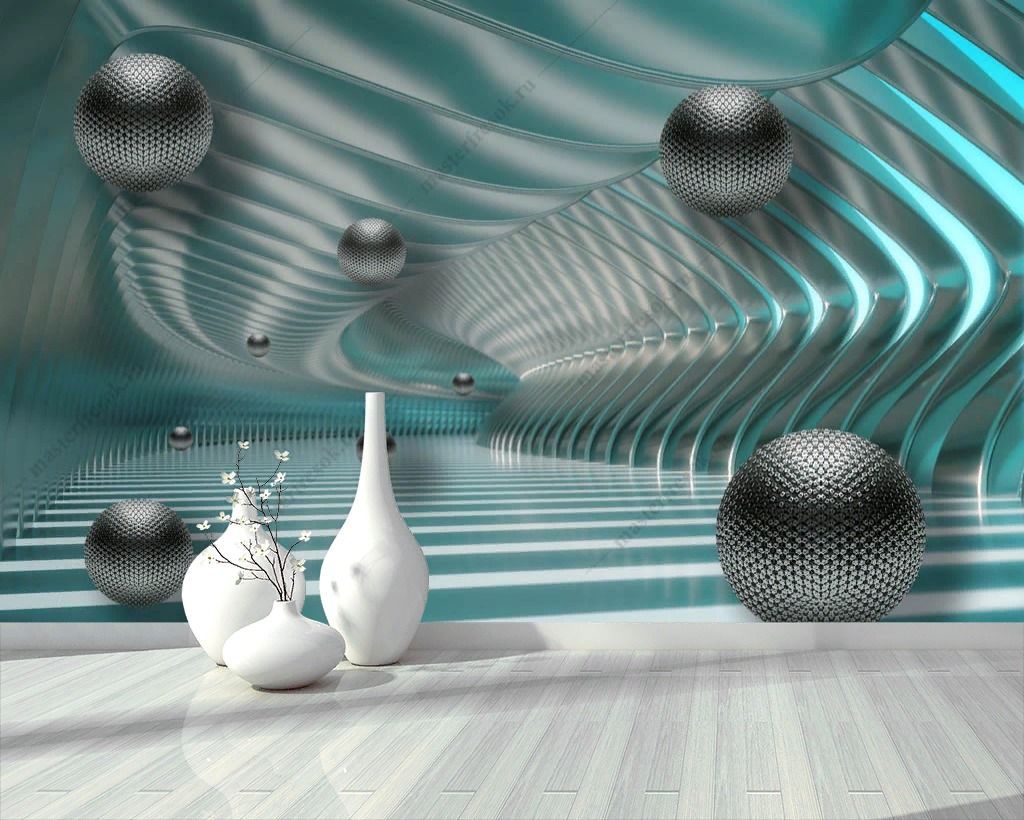 Фотообои 3д Черные шары  10-911