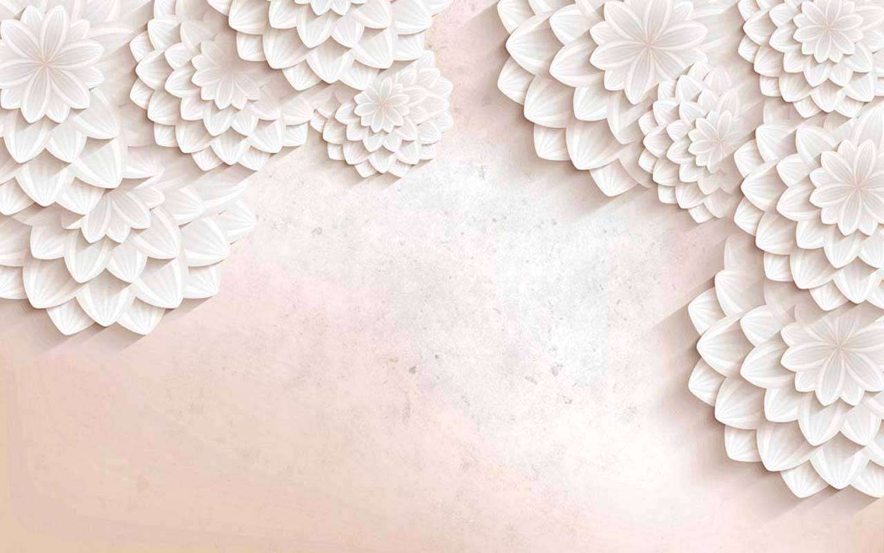 Фотообои в интерьере 3д цветы на розовом фоне в виде арки  10-536 фото