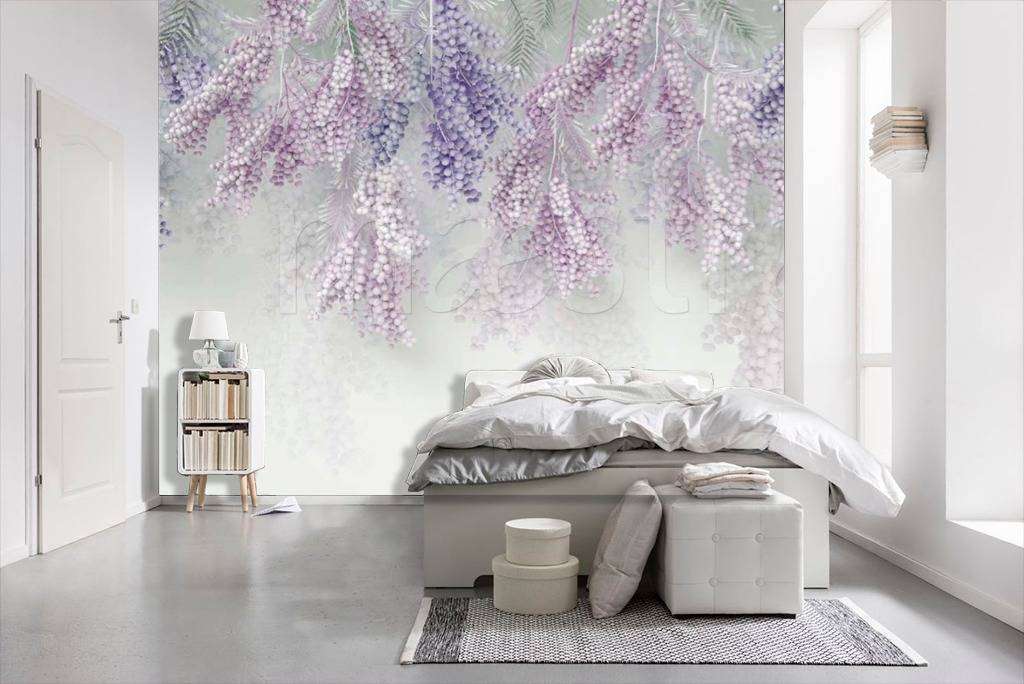Фотообои 3д сиреневые цветы  15-039