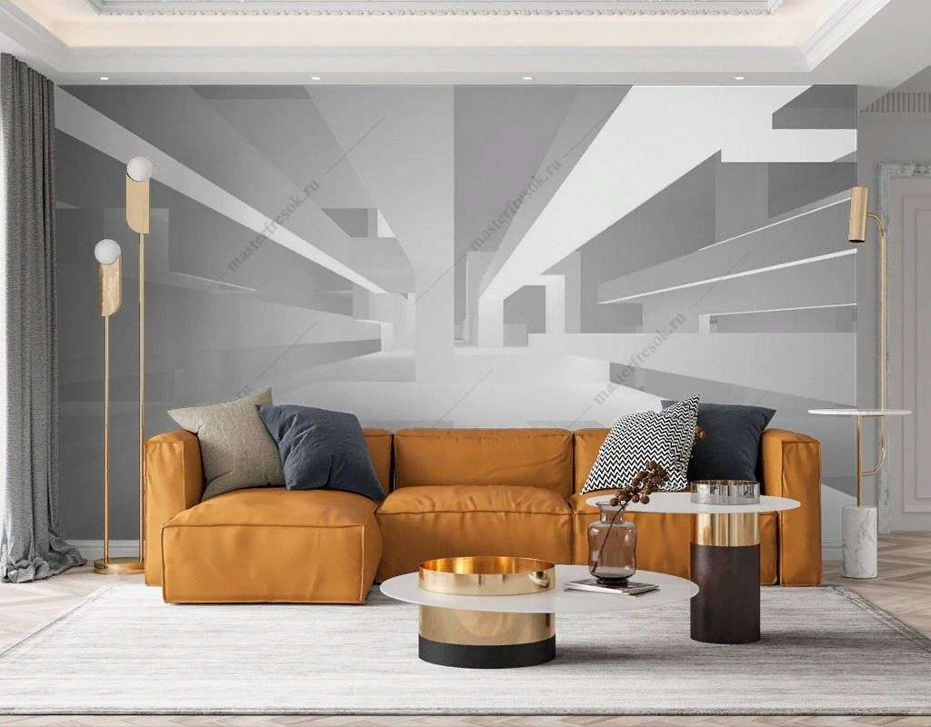 Фотообои в интерьере расщиряющая геометрия  10-989 фото