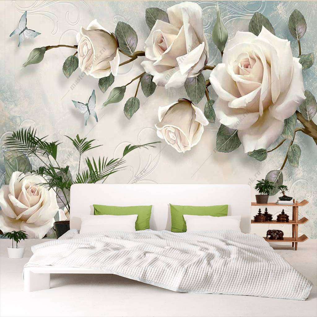 Фотообои в интерьере 3д розы  10-712 фото