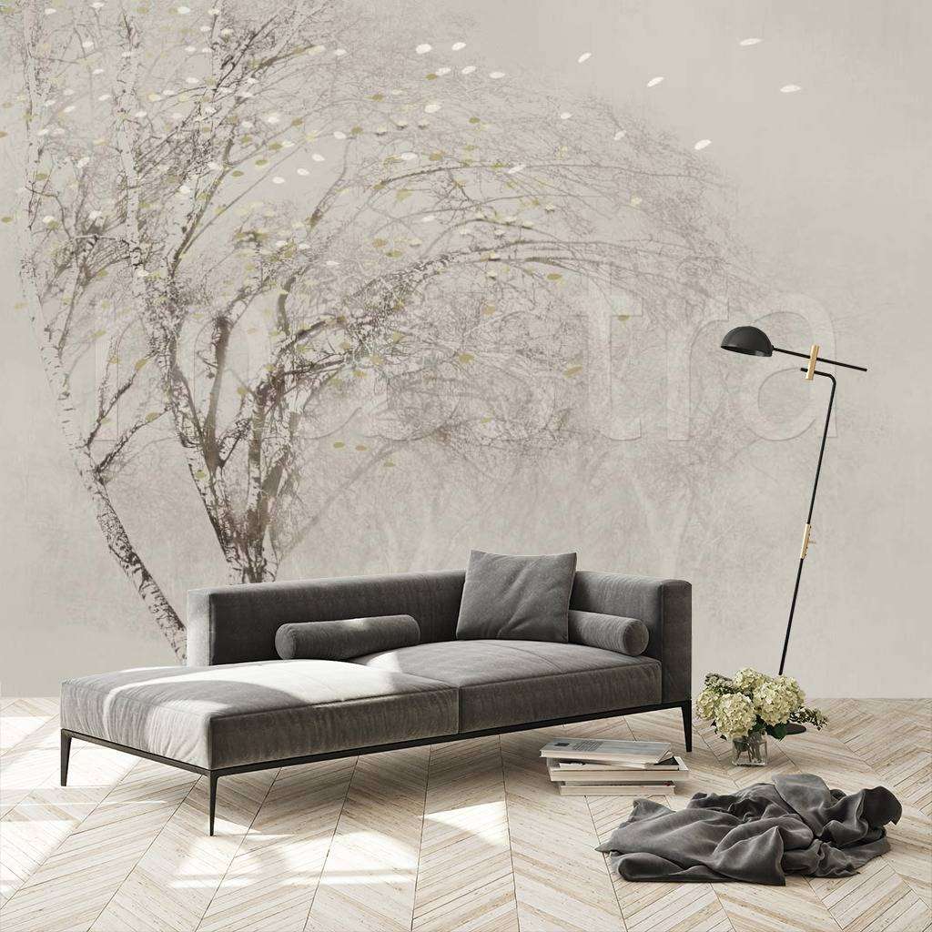 Фотообои в интерьере дерево играет с ветром  7-686 фото