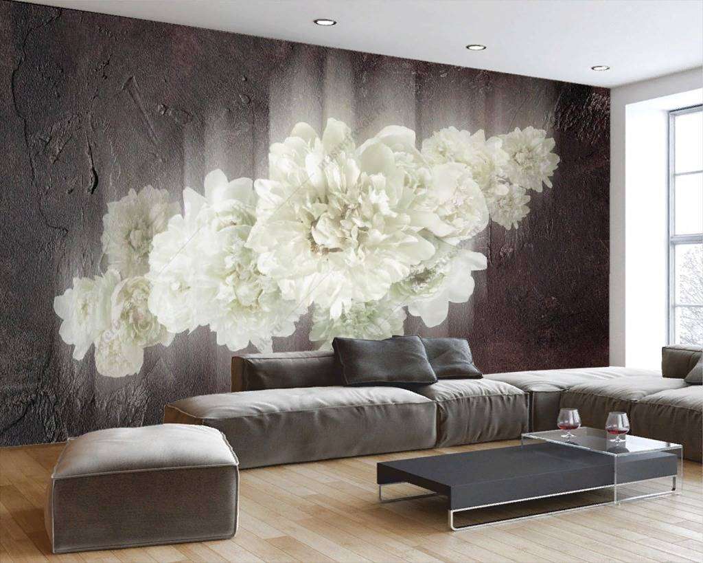 Фотообои в интерьере белые пионы  14-128 фото