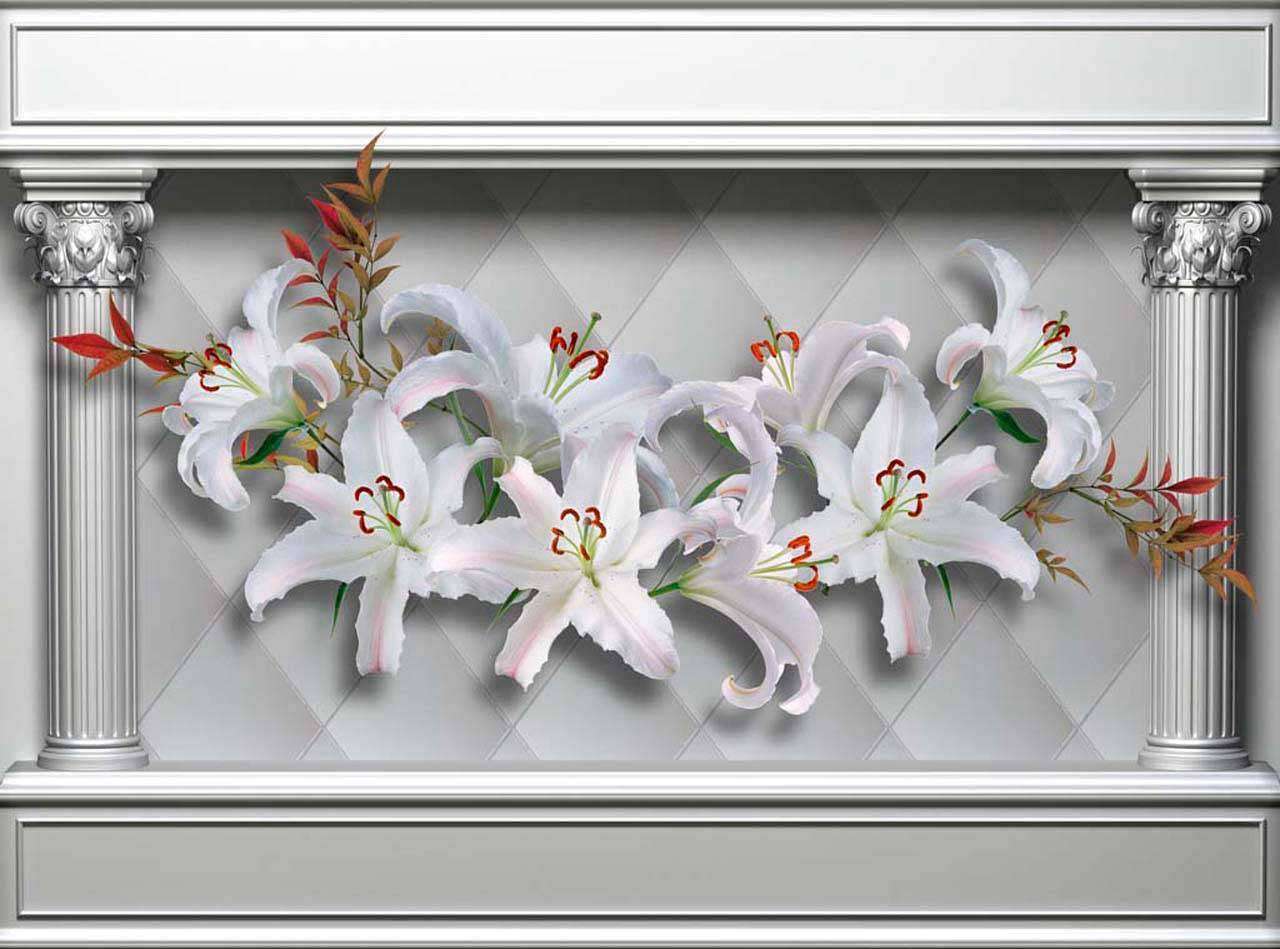 Фотообои в интерьере лилии 3д  7-777 фото
