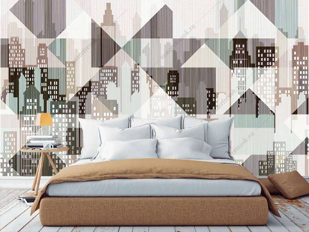Фотообои в интерьере нарисованный город  15-847 фото
