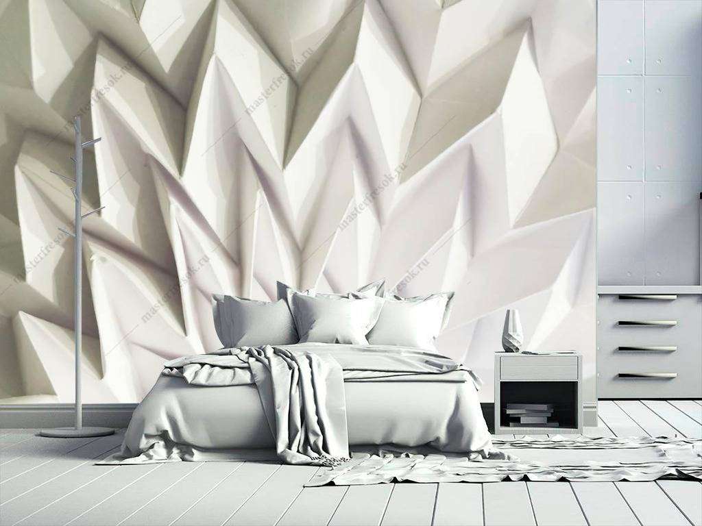 Фотообои в интерьере 3д светлая геометрия  10-786 фото