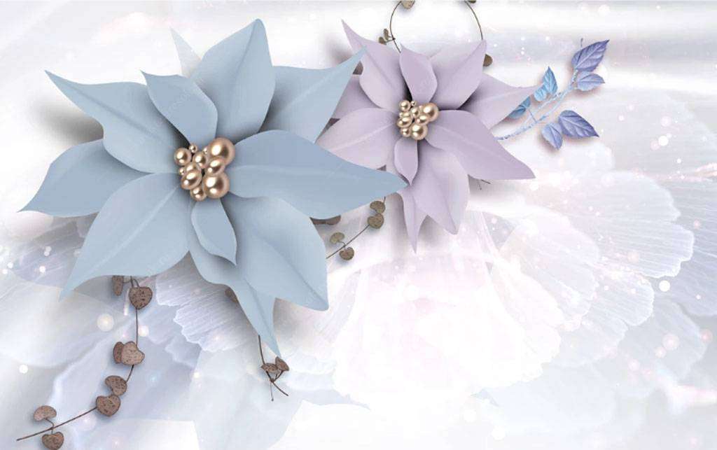 Фотообои в интерьере голубой цветок  15-765 фото