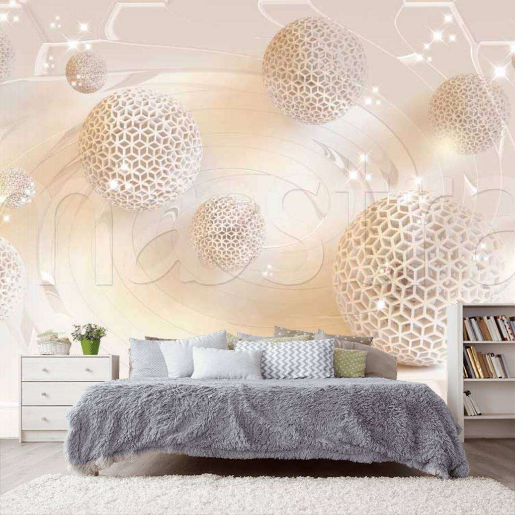 Фотообои 3д шары в серебряном цвете с блеском  10-457