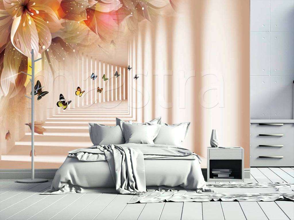 Фотообои в интерьере тоннель с бабочками  10-393 фото