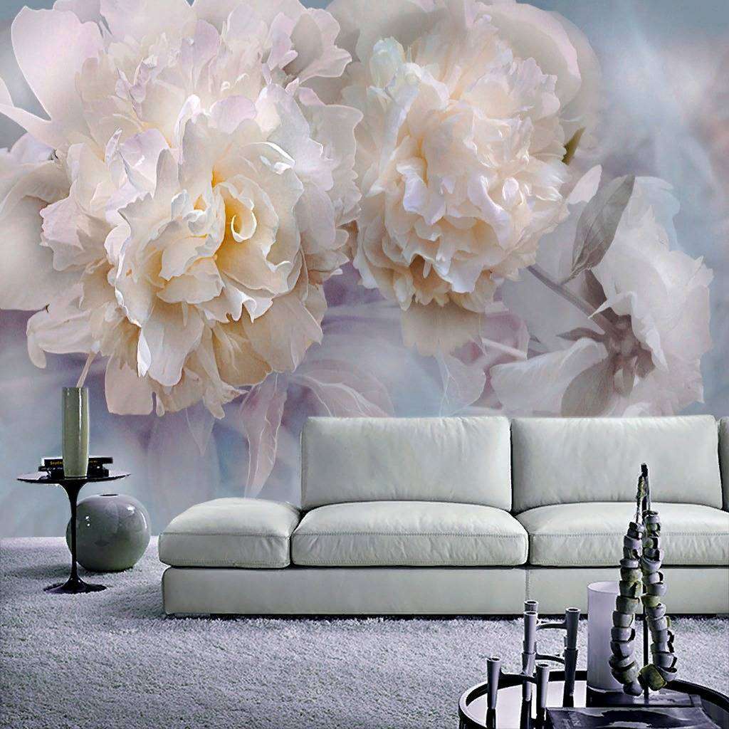 Фотообои в интерьере пион 3д  13-239 фото