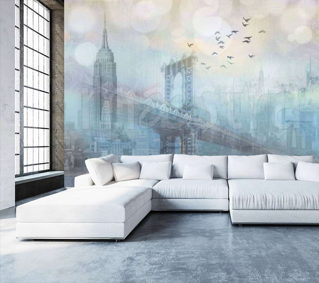 Фотообои Город и мосты в тумане  7-401