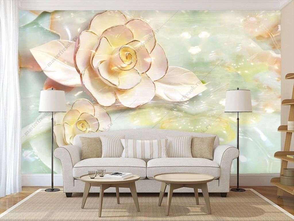 Фотообои в интерьере 3д стеклянная роза  10-903 фото