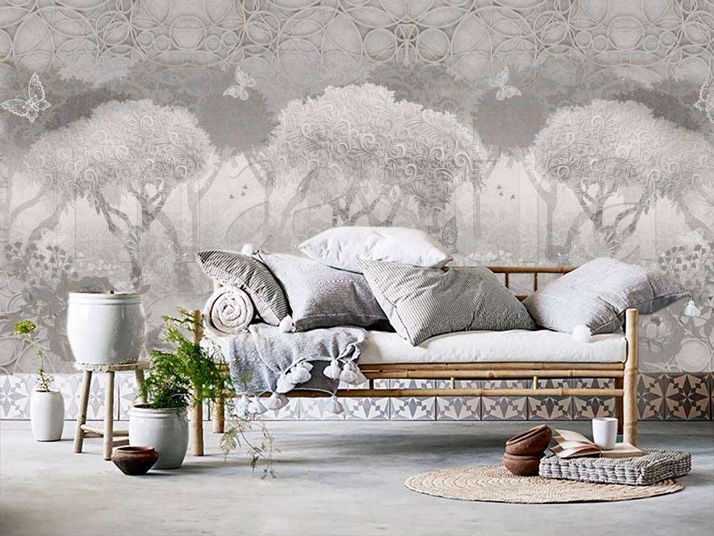 Фотообои Лес туманный на сером фоне  7-263