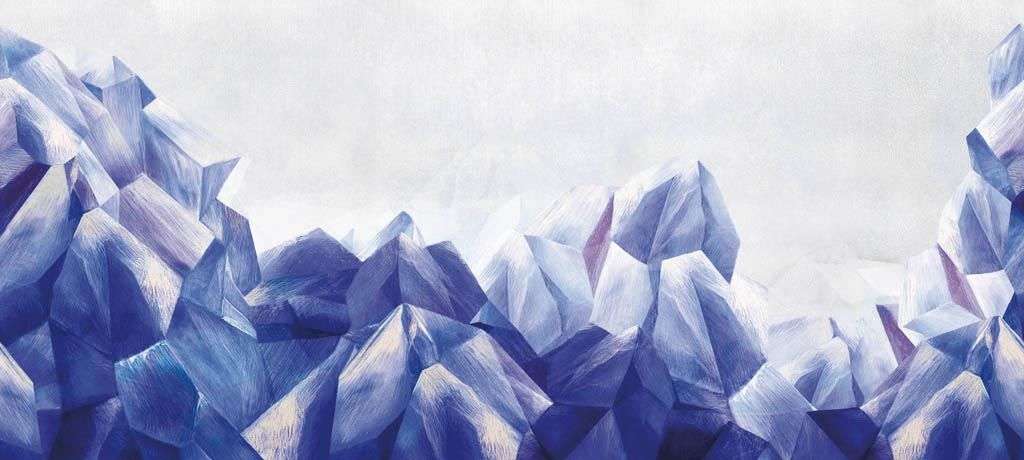 Фотообои в интерьере 3д кристаллы акварелью  9-1262 фото