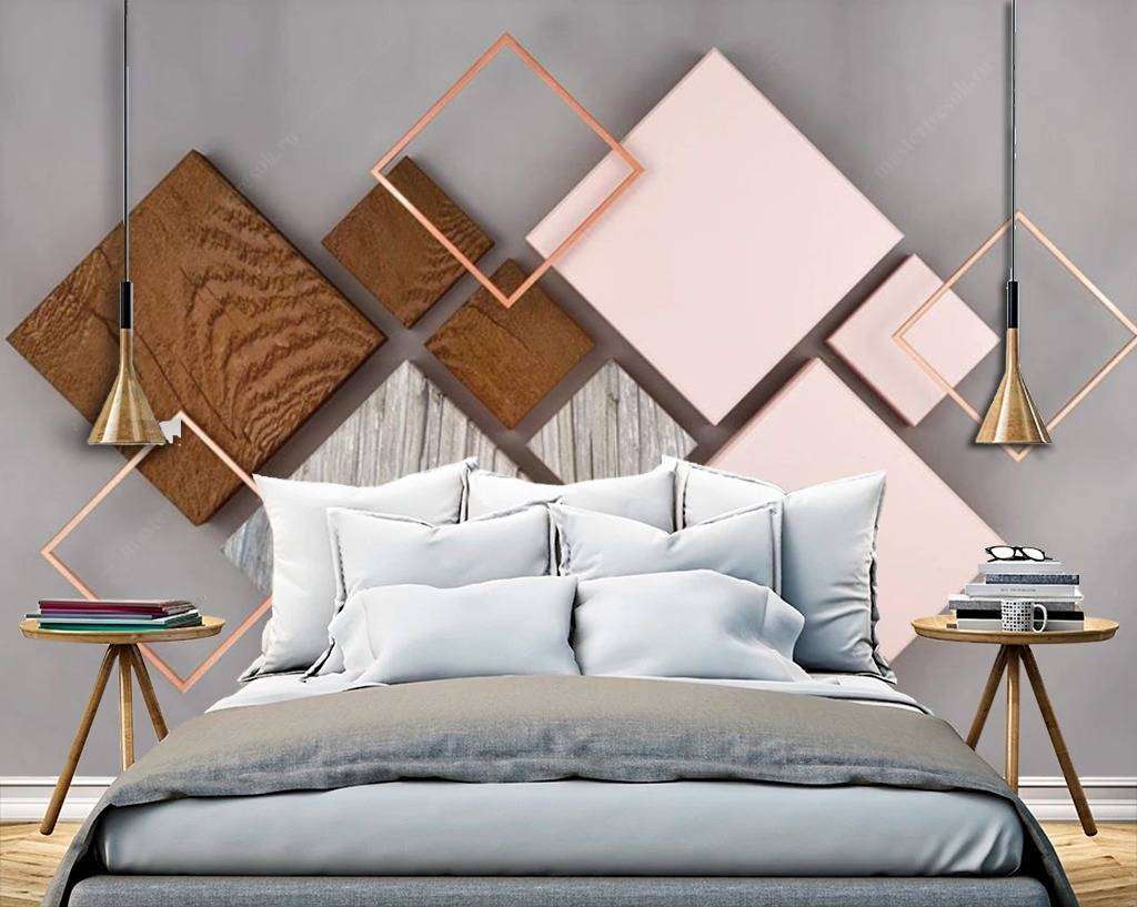 Фотообои в интерьере цветные ромбы  15-591 фото