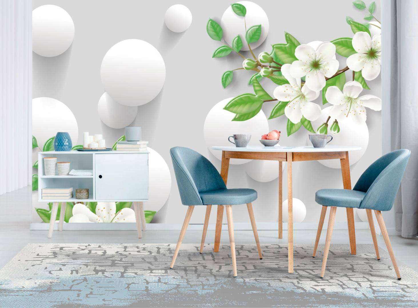 Фотообои в интерьере веточки яблони  10-617 фото