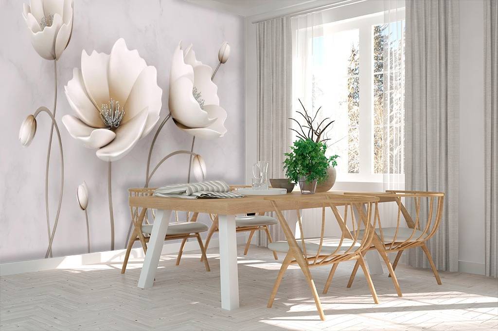 Фотообои 3д серые цветы  15-482