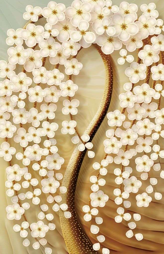 Фотообои в интерьере 3д дерево на золотом  10-650 фото