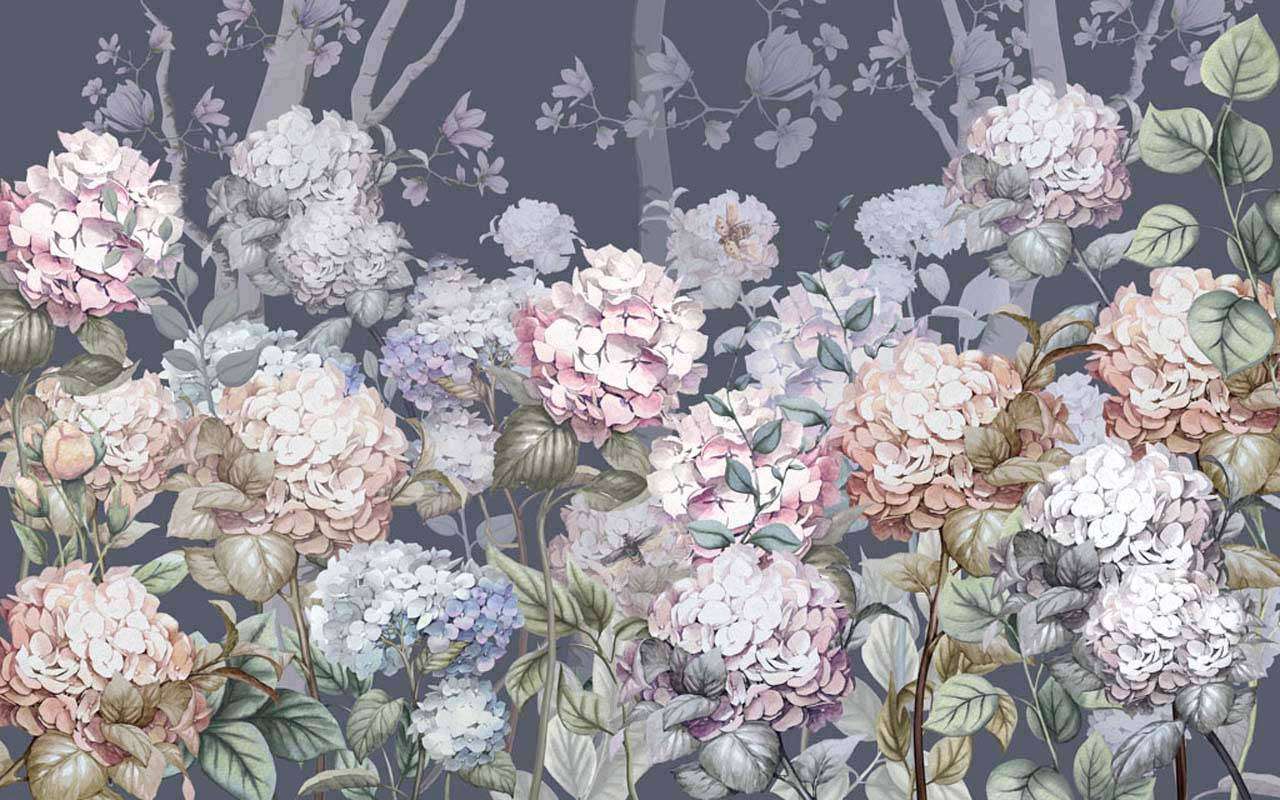 Фотообои в интерьере гортензии  13-115 фото