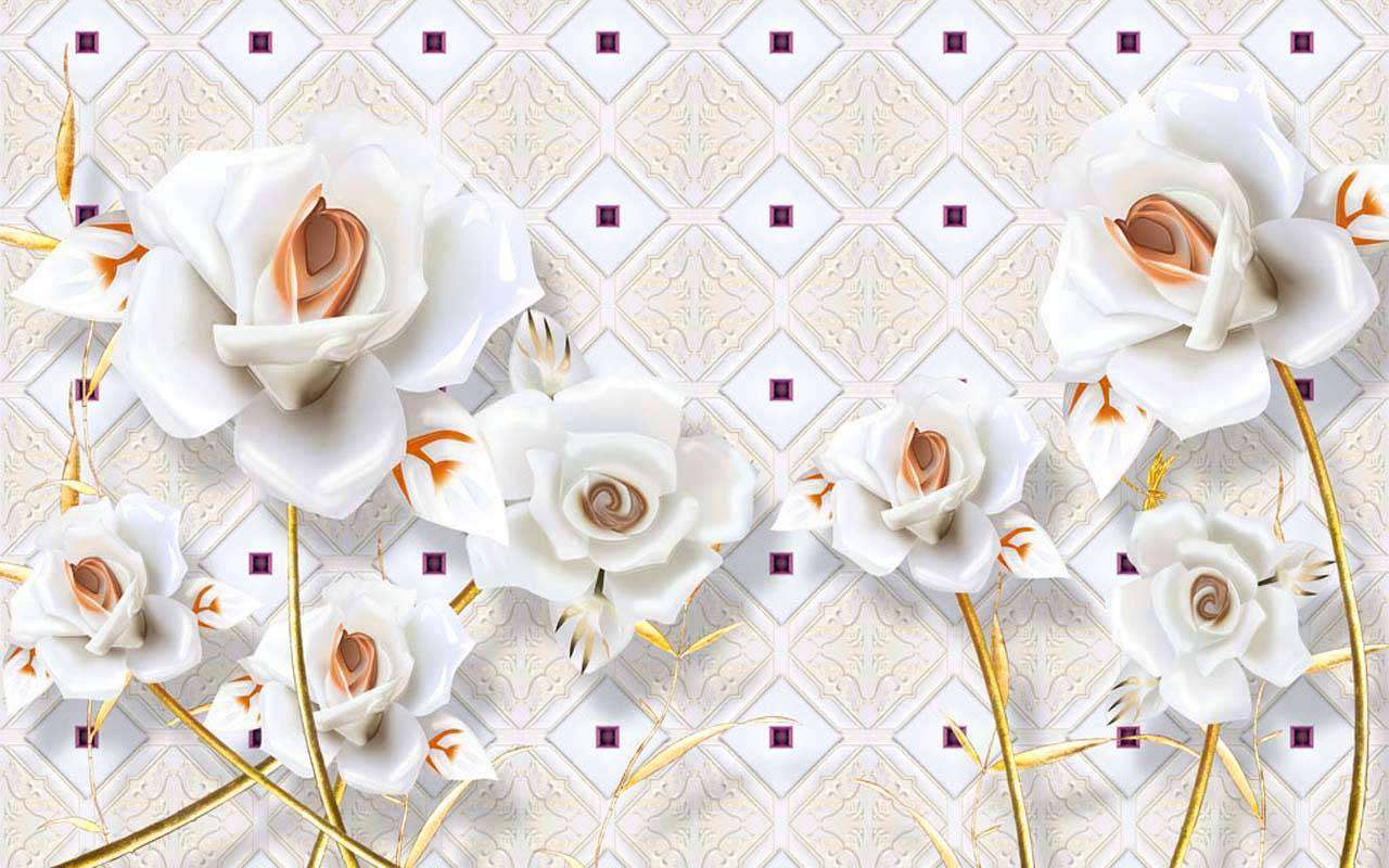 Фотообои в интерьере 3д цветочки  10-573 фото