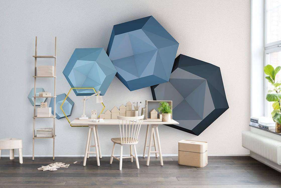 Фотообои Бесшовные обои на стену:  Голубые шестигранники. Артикул: 15-604  