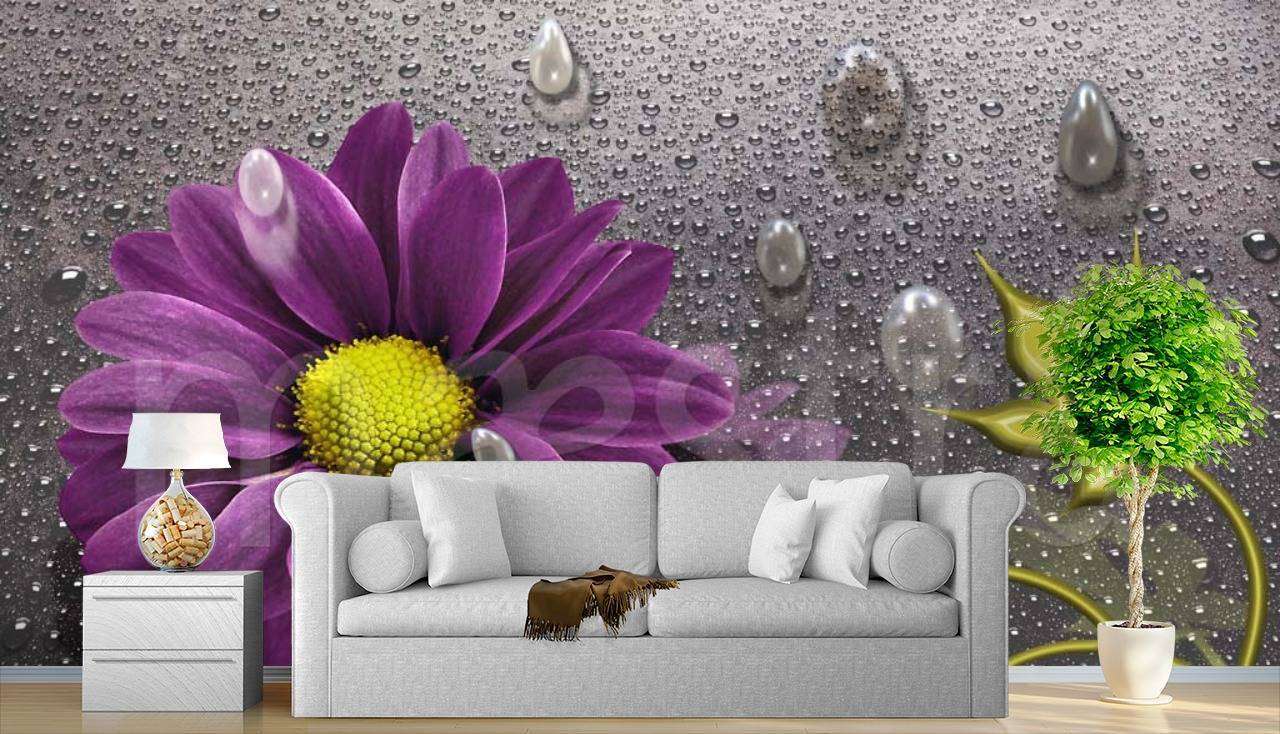 Фотообои Гербера фиолетовая 3д  7-698