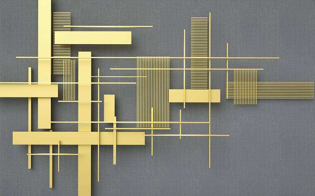 Фотообои в интерьере винтаж золото на сером  15-425 фото