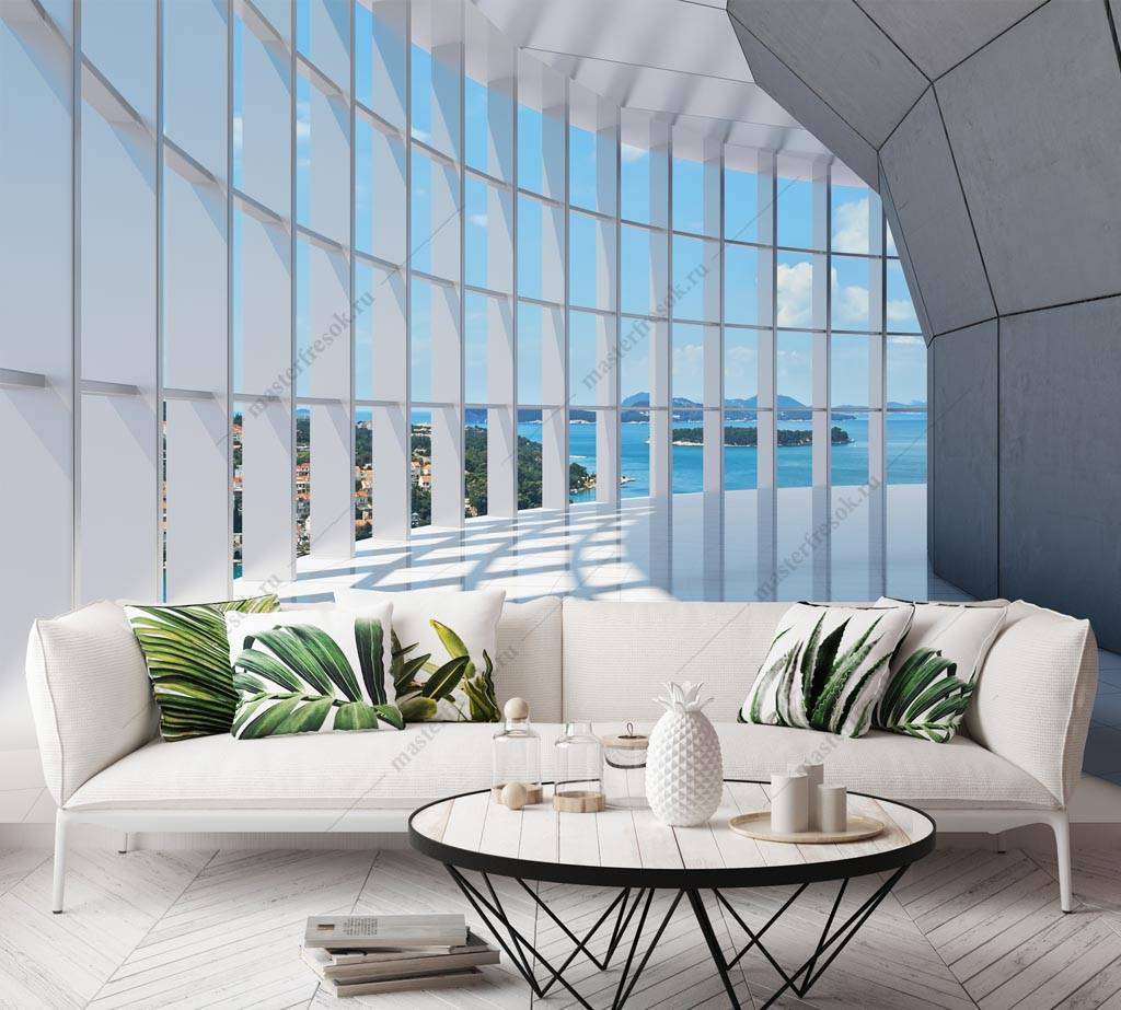 Фотообои Тоннель 3д с видом на море  10-866