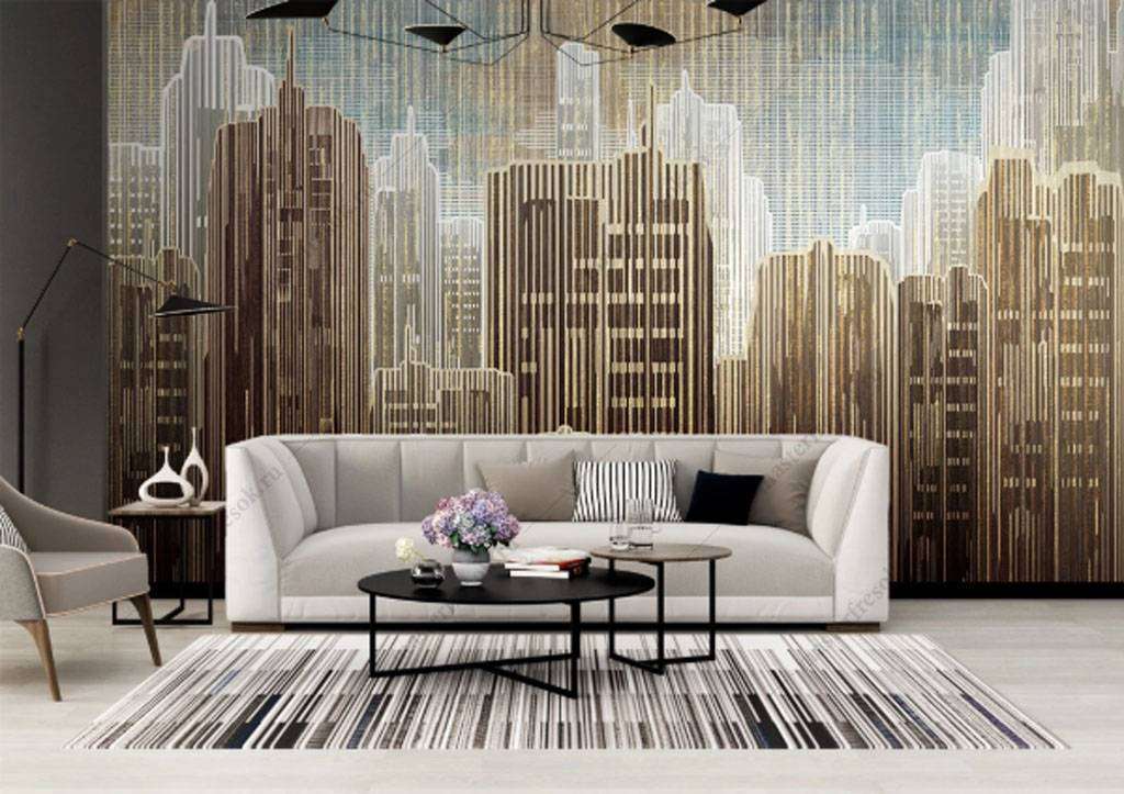 Фотообои в интерьере современный город  15-845 фото