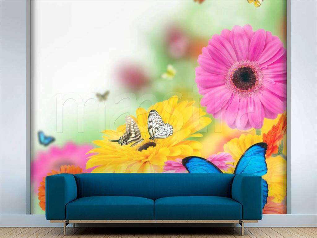 Фотообои Яркий букет и бабочки  4-104