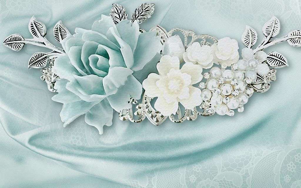 Фотообои в интерьере голубой китайский цветок  10-880 фото