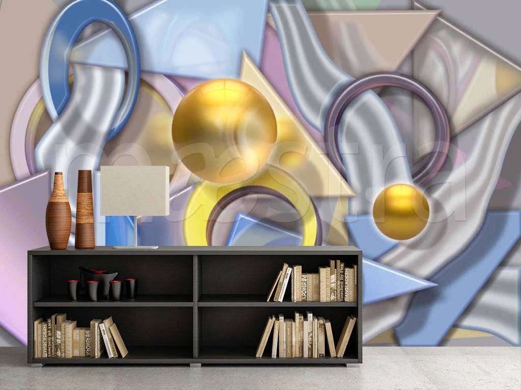 Фотообои в интерьере абстракция геометрическая  7-710 фото