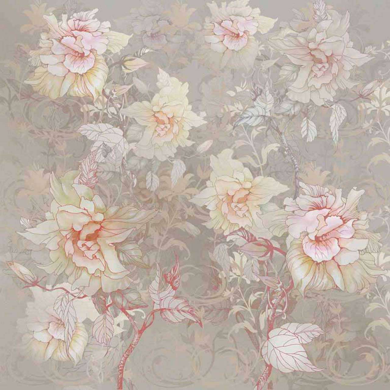 Фотообои в интерьере розы в винтажном стиле  7-460 фото