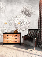 Фотообои в интерьере черно-белые пионы  7-971 фото