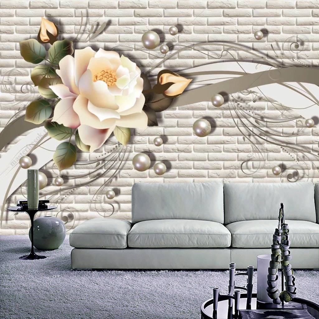 Фотообои 3d бежевый цветок  10-832