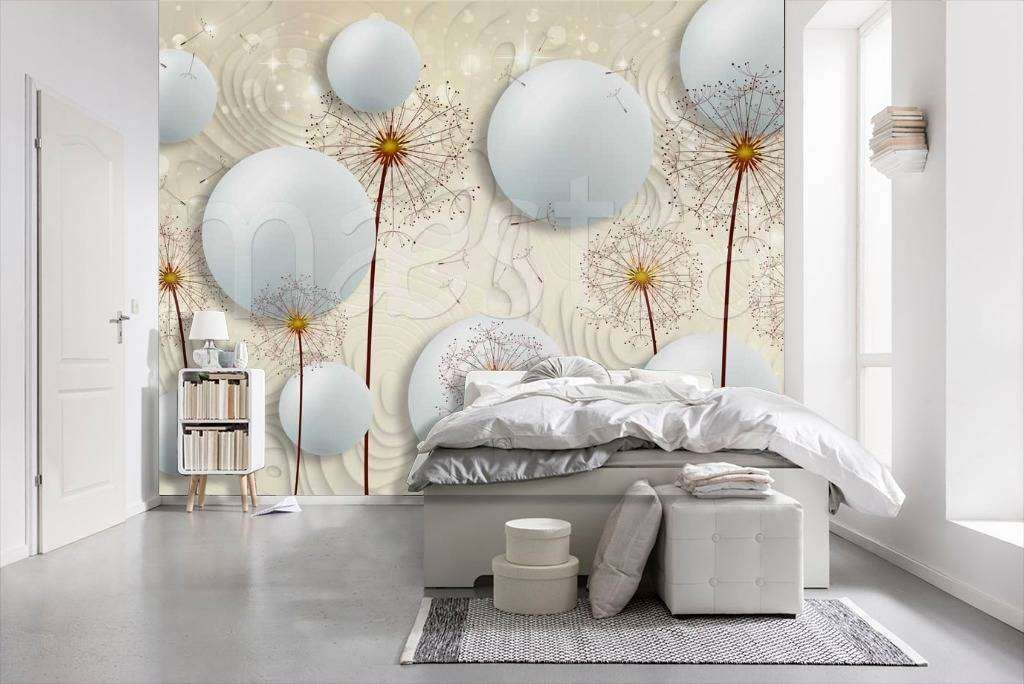 Фотообои Стереоскопические одуванчики с объемными шарами  7-476