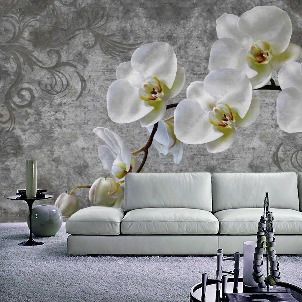 Фотообои 3д Ветка белой орхидеи  10-833