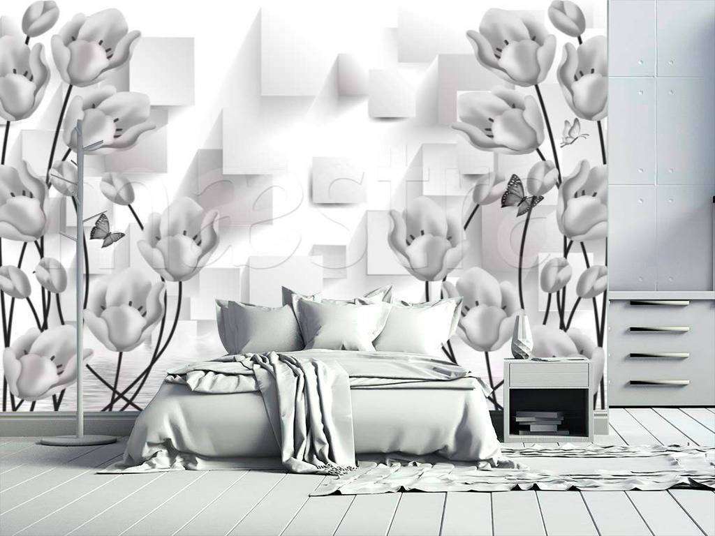 Фотообои Серые цветы на воде  10-418