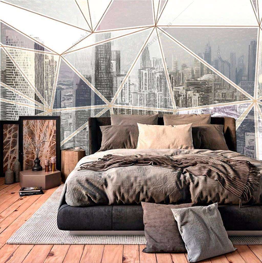 Фотообои в интерьере город за стеклом  15-841 фото