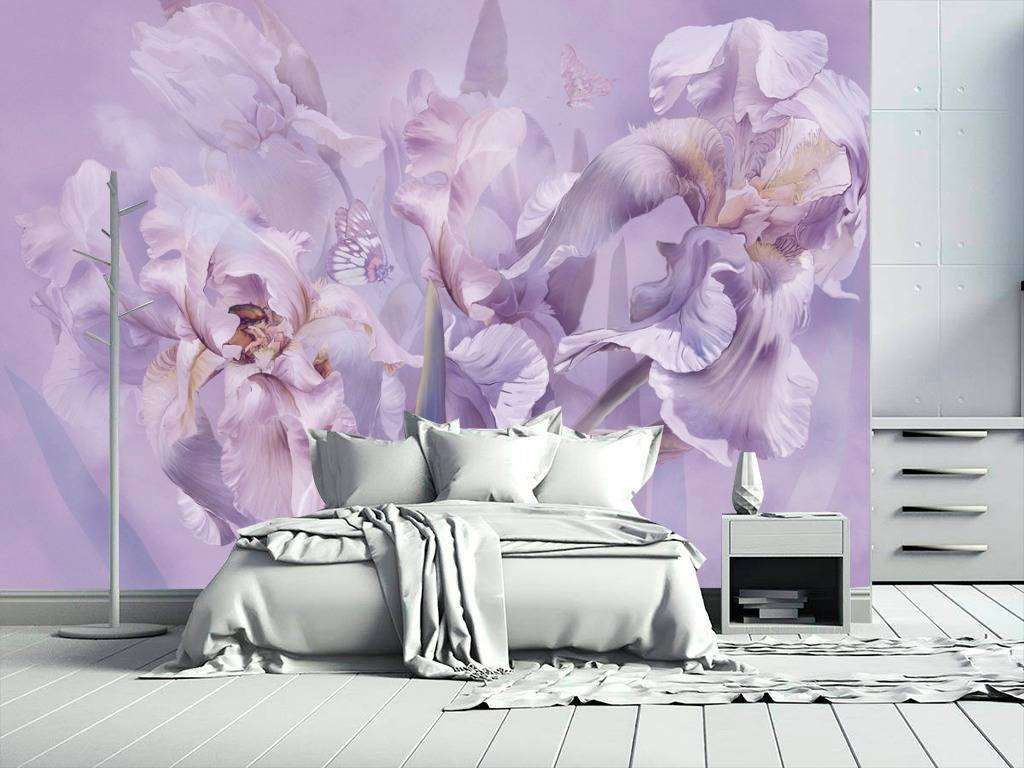 Фотообои в интерьере сиреневые ирисы  13-180 фото