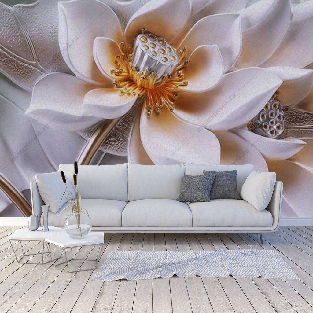 Фотообои в интерьере 3д нежная магнолия  10-858 фото