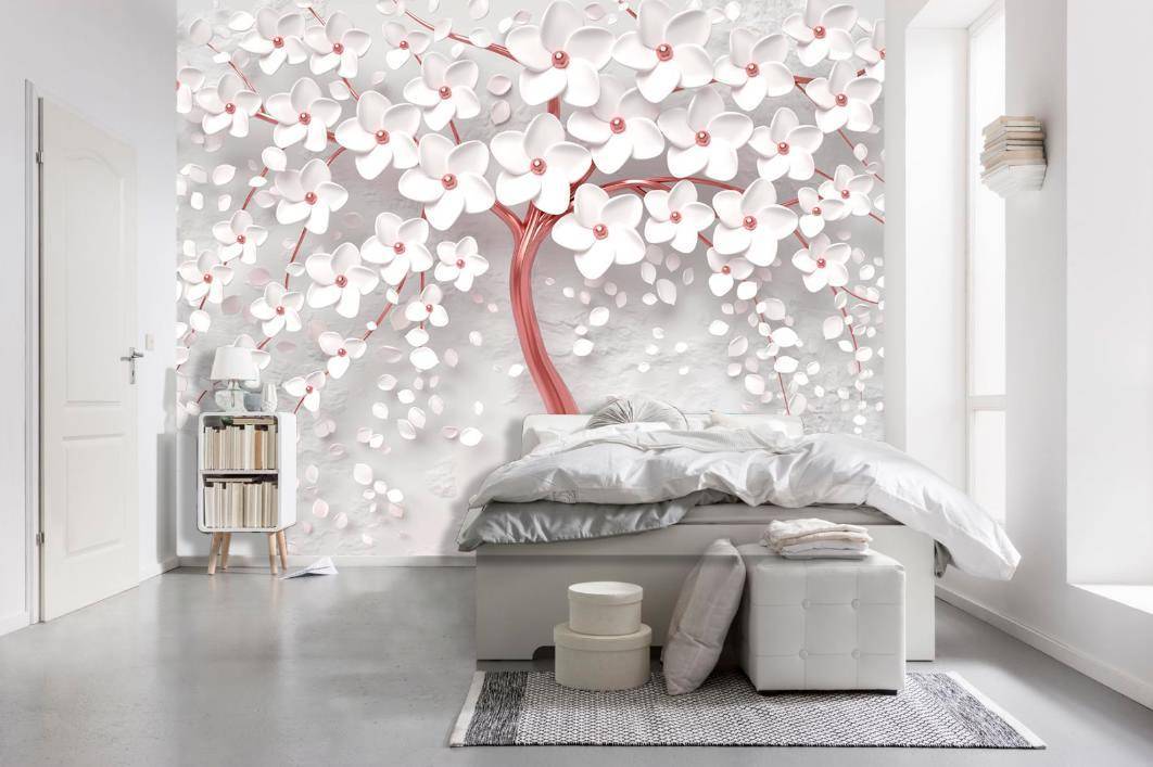 Фотообои Дерево 3д с цветами  10-746